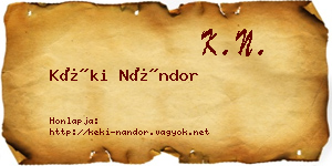 Kéki Nándor névjegykártya