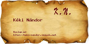 Kéki Nándor névjegykártya